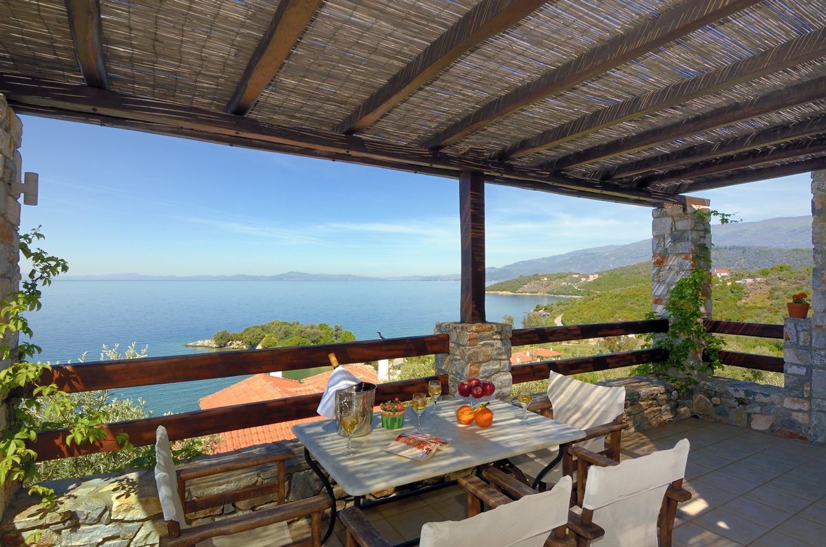 Anthyllion Villa in Lefokastro Pilion | Margarites Ferienwohnung | Balkon mit Meerblick